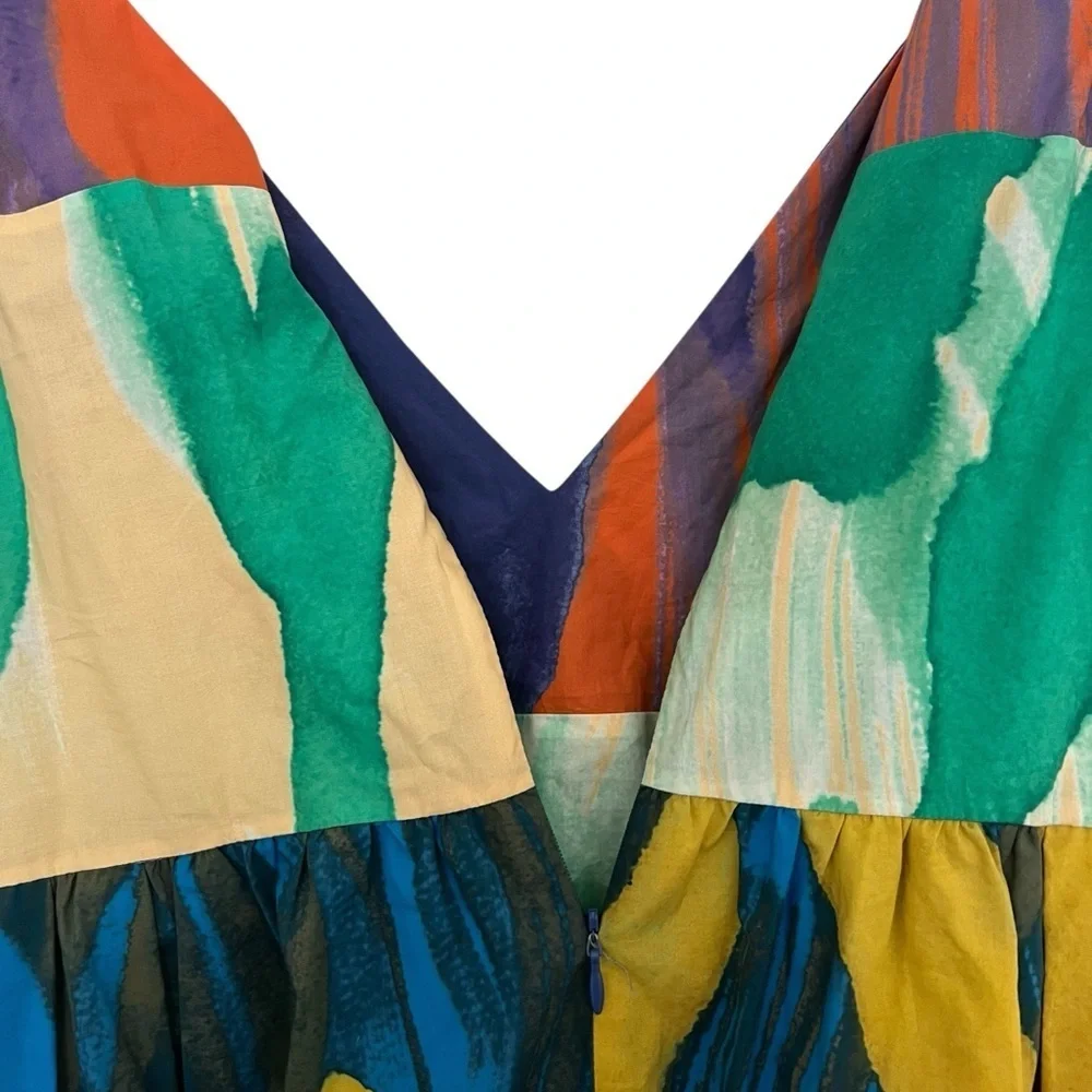 Odeeh Tuckernuck Multicolor Watercolor Maxi Dress NWT 42 - Picture 5 of 11